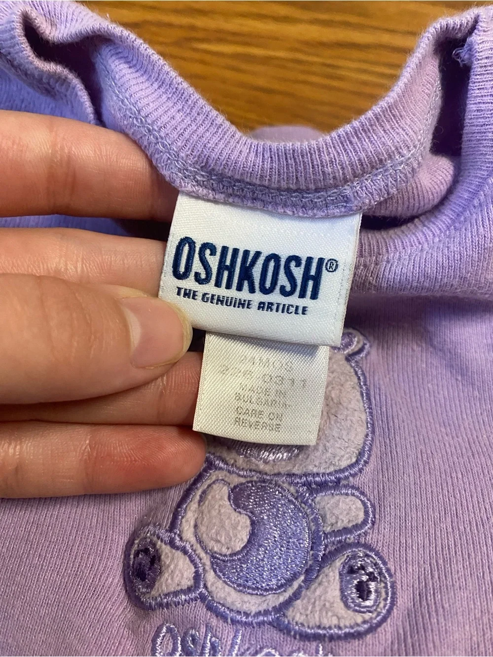 Y2K Children's Lavender Bear Long-Sleeve Top